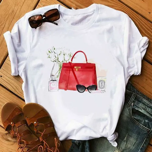 Women's Loose Round Neck Short Sleeve T-shirt - 6 Style