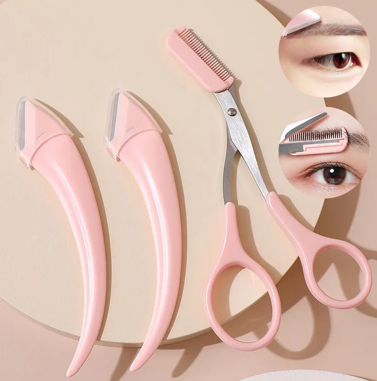 Eyebrow Trimming Knife with Comb Curved Moon Small Beauty