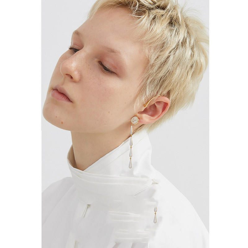 Enamel Earrings Female Long Tassel Inlaid Zircon Earrings