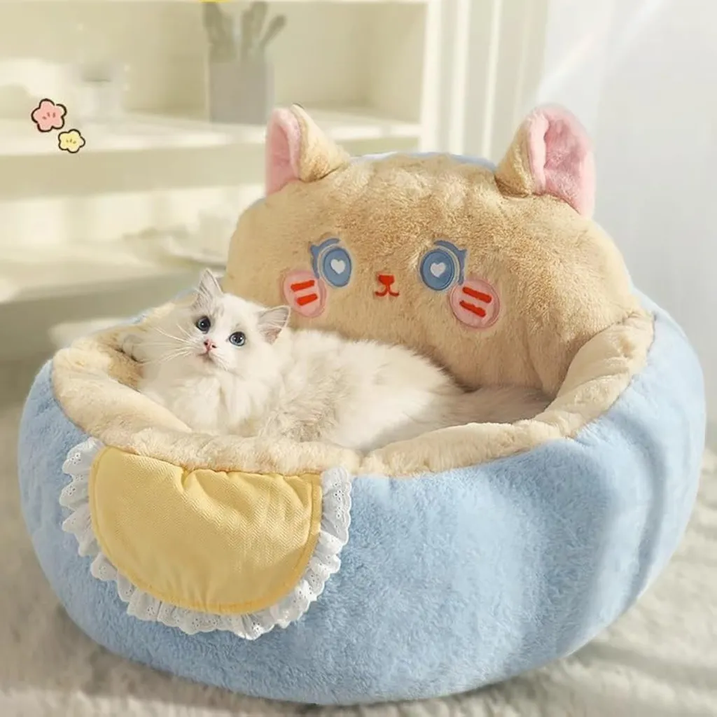 Cute Cat Bed For Indoor Cute Cat Dog Bed Tent With Removable Washable Cushioned Cat Cave Dog Bed Calming Fluffy Plush Dog Bed Puppy Bed Hug Sleep C...