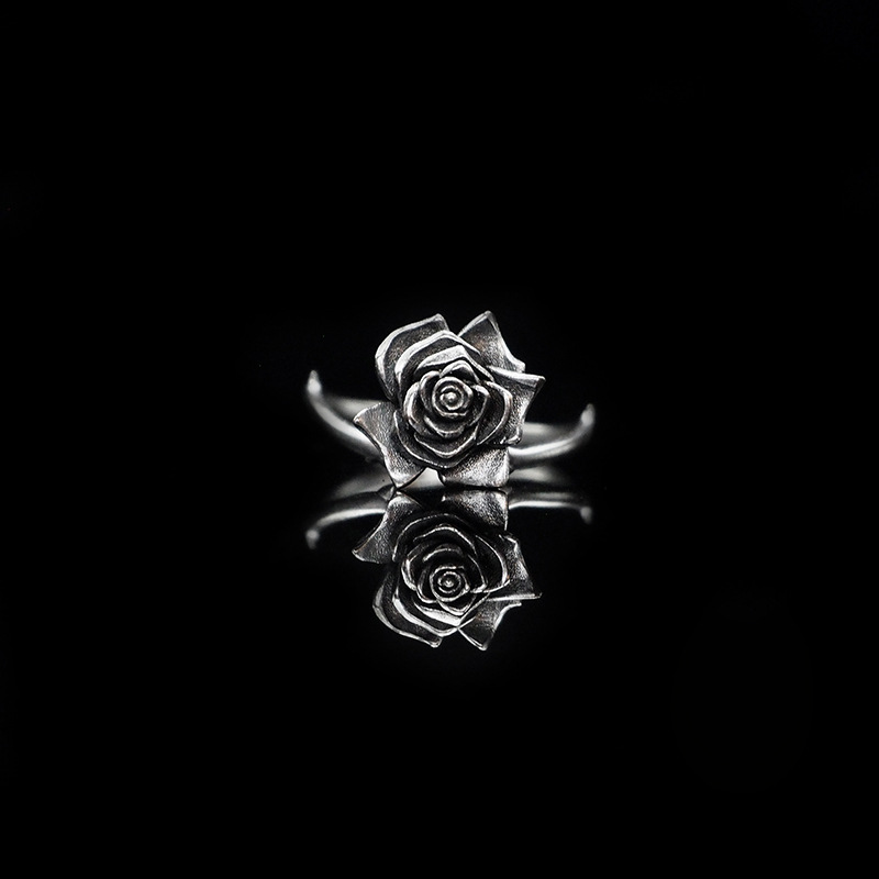 Title 2, 925 Thai Silber Schwarzrose Paar Ringe – Symbol...