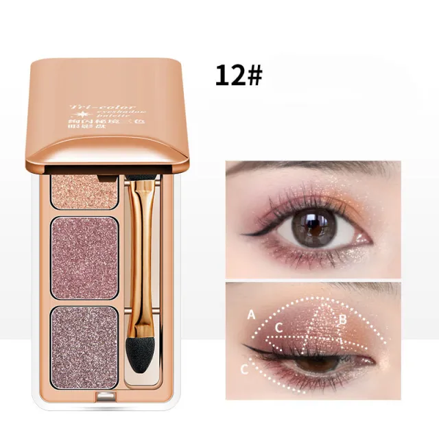 Three Color Eye Shadow Plate With Pearly Light Color12 - Shop at LoveMi