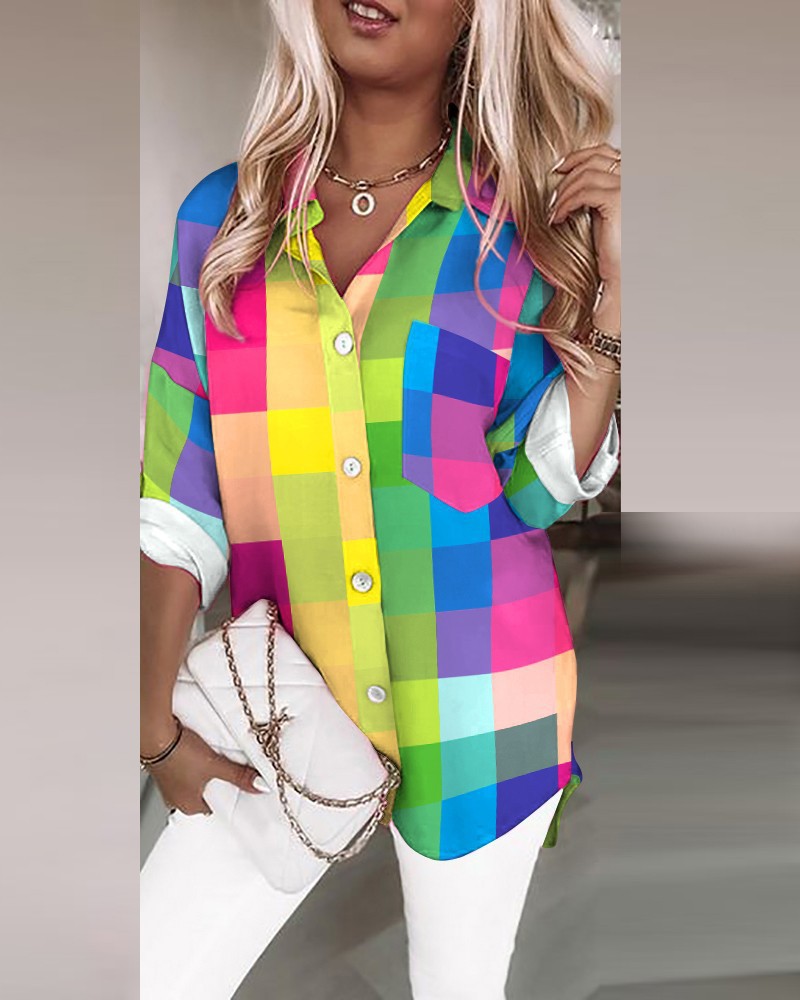 Stand Collar Foreign Trade Plaid Shirt