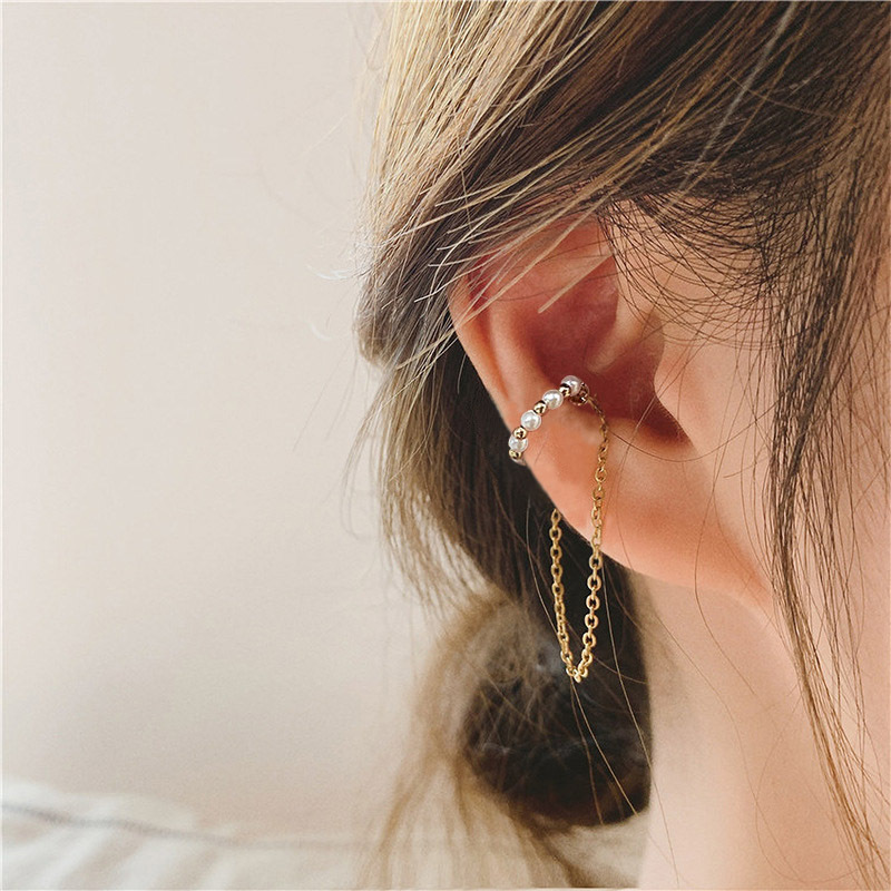Magnet Chain Ear Clip Geometric Ear Bone Clip