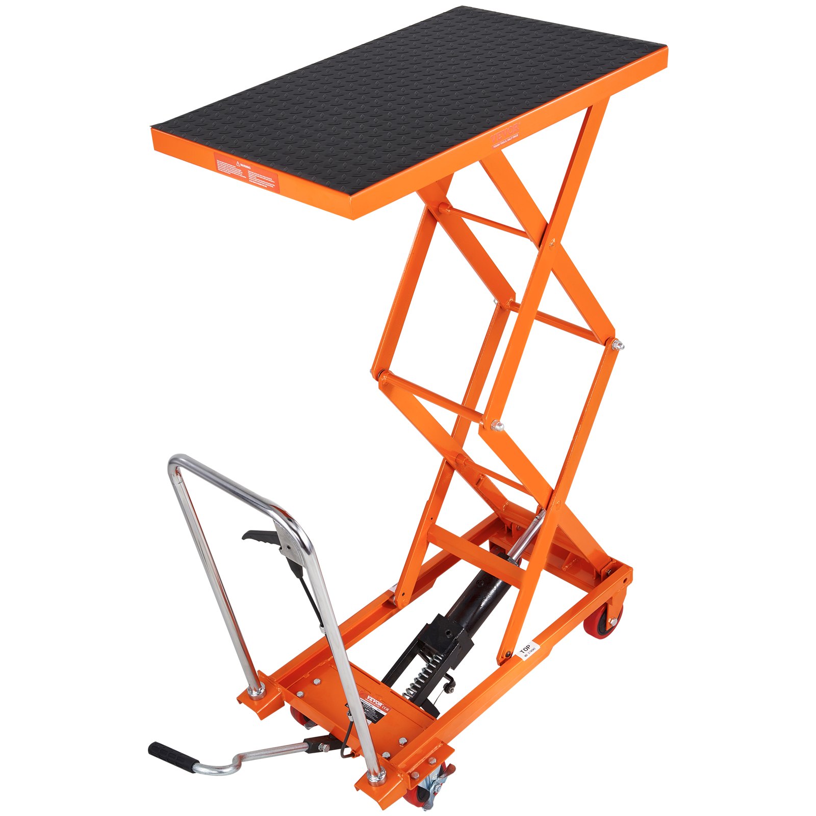 VEVOR Hydraulic Lift Table Cart, 330lbs Capacity  Lifting Height, Manual Double Scissor Lift Table With 4 Wheels And Non-slip Pad, Hydraulic Scissor Cart For Material Handling And Transportation image 6