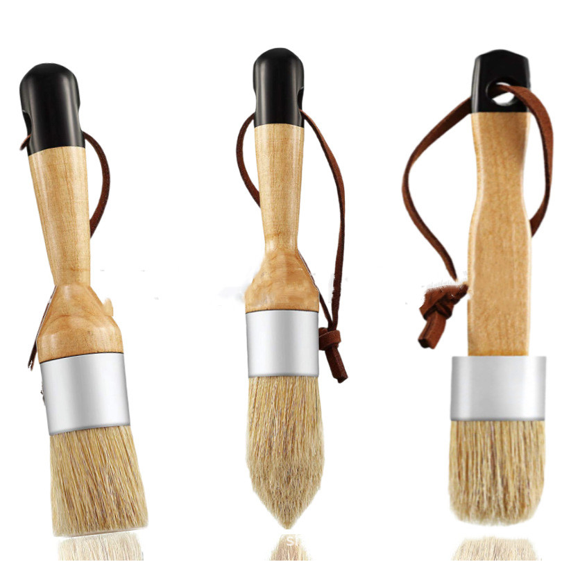 Title 3, Beech Handle Round Paint Brush 3-piece set. Per...