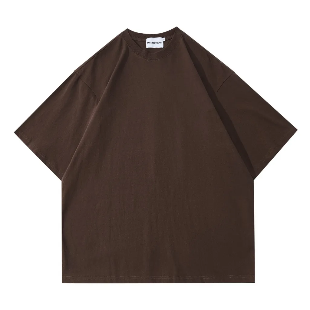 Basic Foam Letter Relaxed Casual Short Sleeve - Coffee