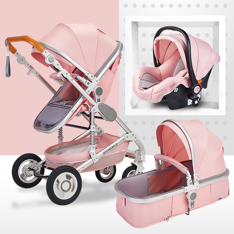 Sitting And Lying Portable Folding High-landscape Shock-absorbing Two-way Stroller For Newborn Babies - Image 3