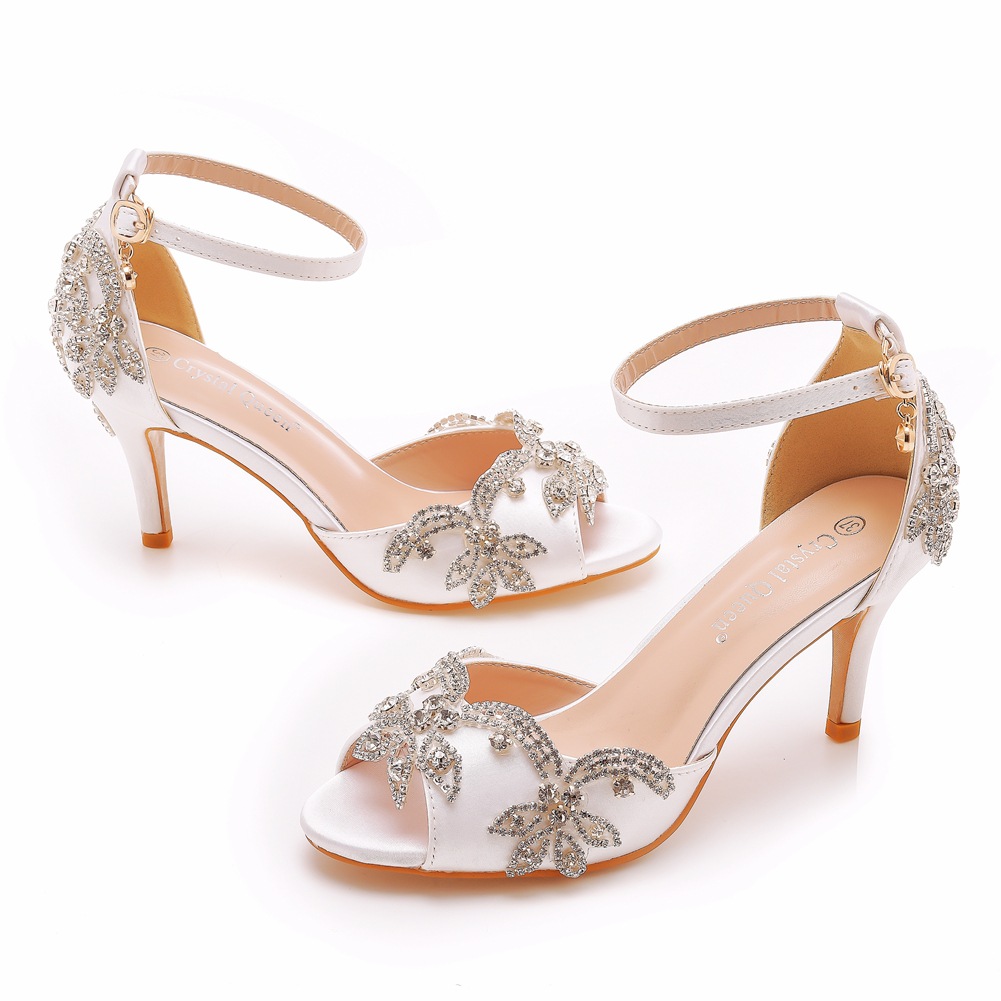 Title 17, Sandali con tacco alto peep-toe 7cm e fibbia. P...