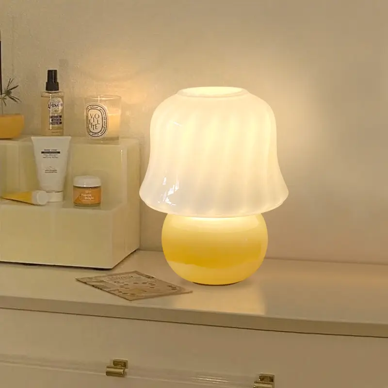 French Cream Handmade Glass Bedroom Bedside
