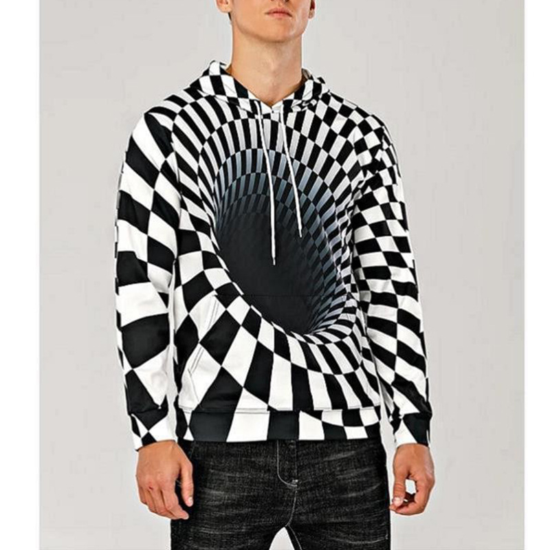 New Fashion Personality Swirl 3D Printing Hooded Sweater