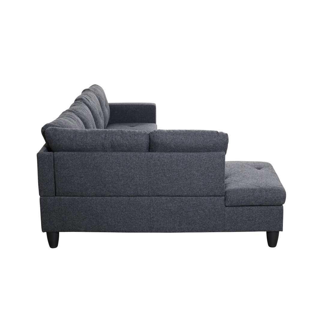 Pickup Only--Black Grey Linen Living Room Sofa Set