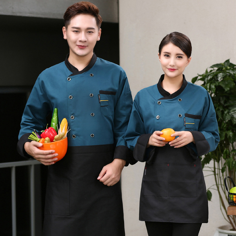 Title 2, Simple solid color printed long sleeved chefs ...