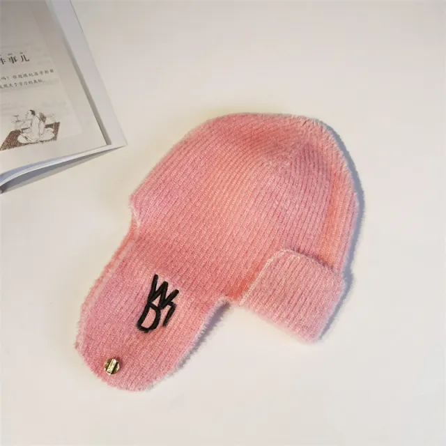 Knitted Wool Thickened Ear Protection Hat Cold And Windproof Pullover Pink - Shop at LoveMi