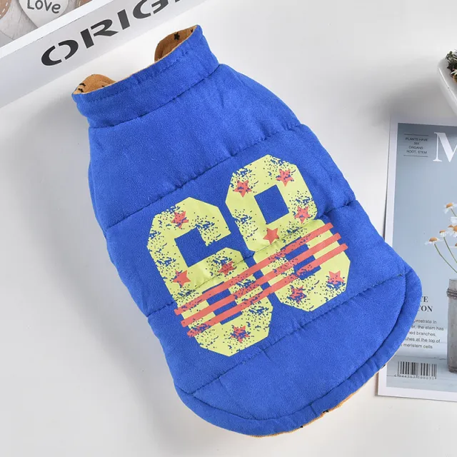 Pet Dog Clothes Autumn And Winter Stars Double sided Vest Blue - Shop at LoveMi