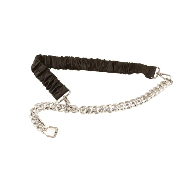 Street pats fashionable new lock head belt female chain splicing elastic waist with skirt waist seal versatile metal elastic tide Black - Shop at LoveMi