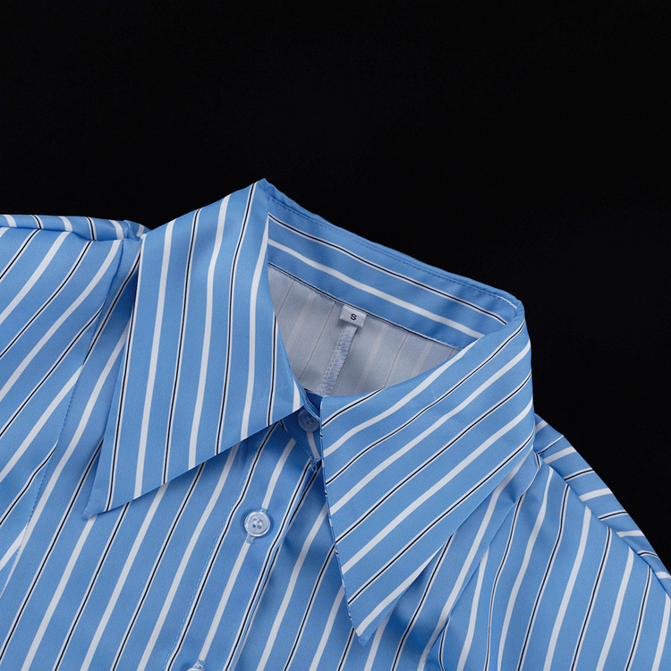 Commuter Long-sleeved Black Tie Shirt With Irregular Hem - Image 11