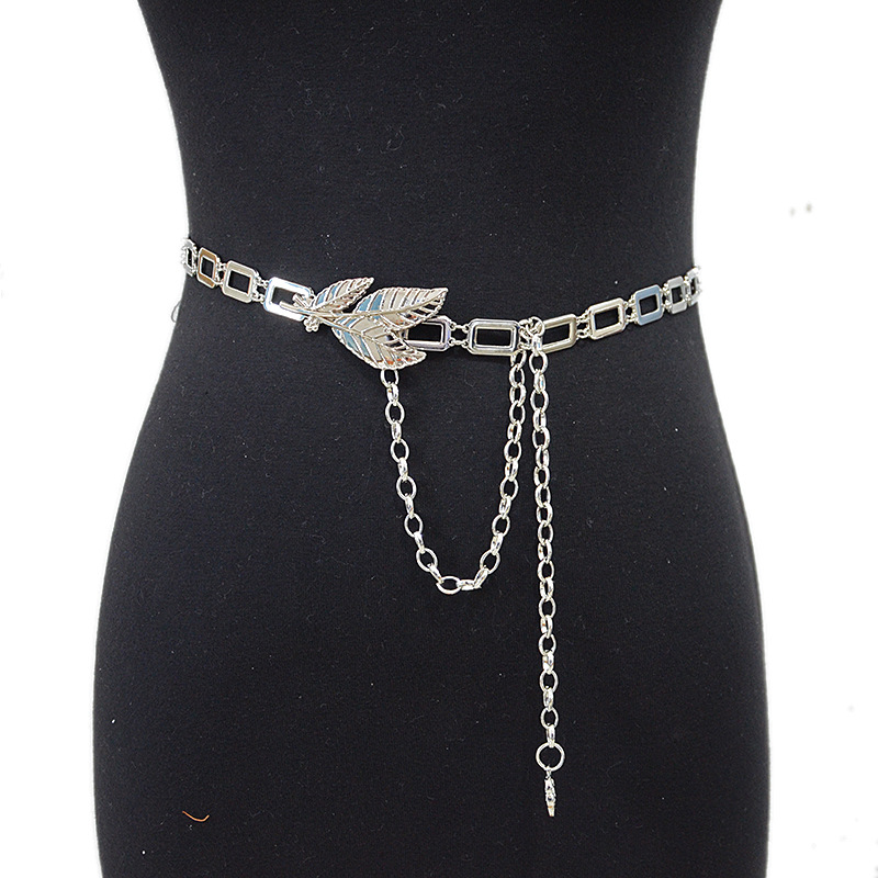 Title 3, Ladies Metal Waist Chain With Metal Leaf Decora...