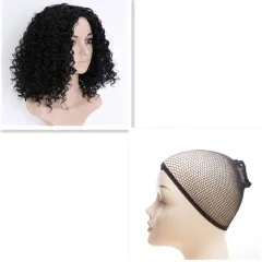 Beautiful short curly wig - Black Set - View 1
