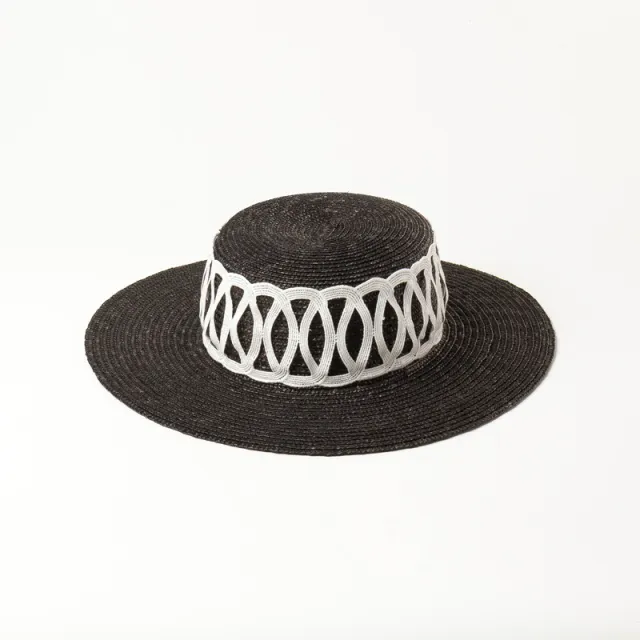 New Grid Decoration Flat Top Straw Straw Hat Outdoor Sun Protection White - Shop at LoveMi