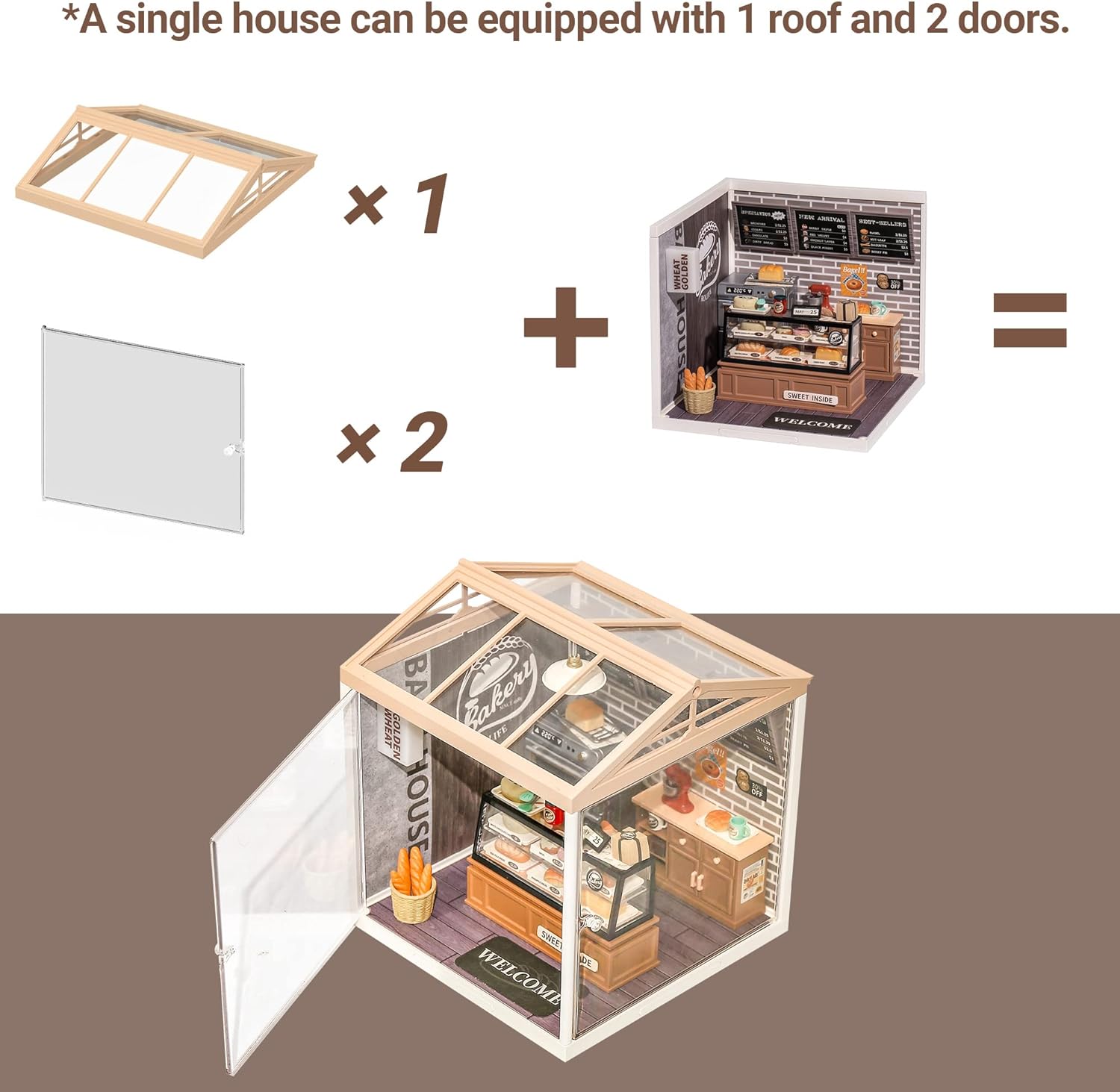 Rolife Super Creator Series Roof, Dust Proof Door, For Mini House DIY Kits, Dustproof Design, Compatible With Multiple Themes