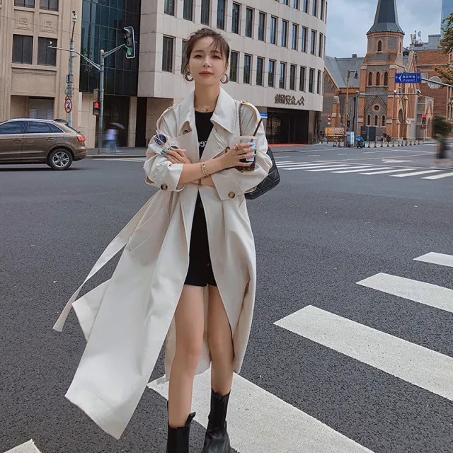 British Style Knee length Loose Slimming Coat White - Shop at LoveMi