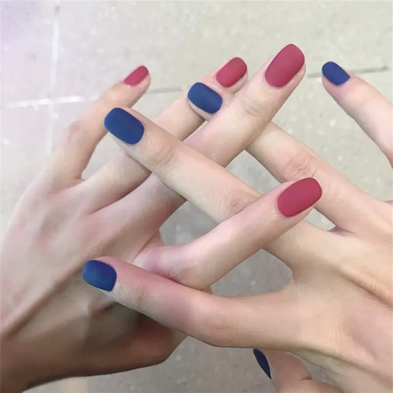 Blue And Red Jump Nail Art