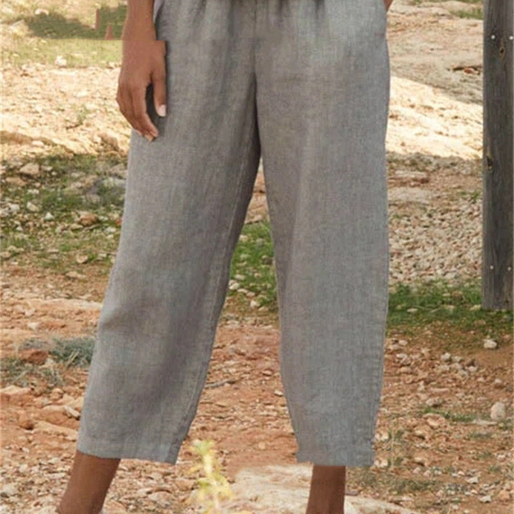 Pure Cotton Loose And Slim Straight Leg Casual Pants