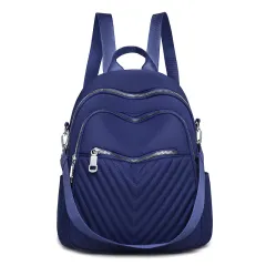 Ladies New Large Capacity Embroidery Thread Oxford Cloth Fashion Travel Backpack - Blue - View 1