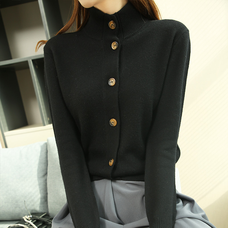 Solid Color Stand-up Collar Korean Loose-fitting Coat