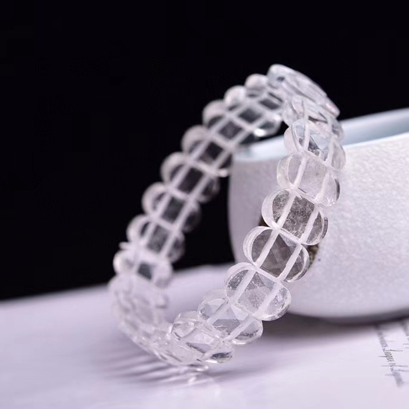 Title 4, Natural White Crystal Single Loop Bracelet