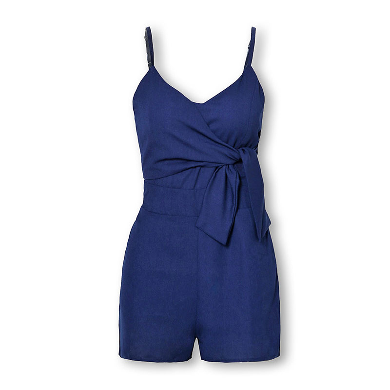 Women’s Bow Embellished Solid Color Sling Jumpsuit