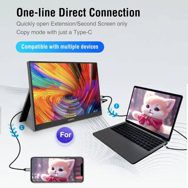 Anmite 14 Inch Touch Portable Monitor 1200P HDR IPS Gaming Monitor USB TYPE C HDMI For Phone Laptop Desktop PS4