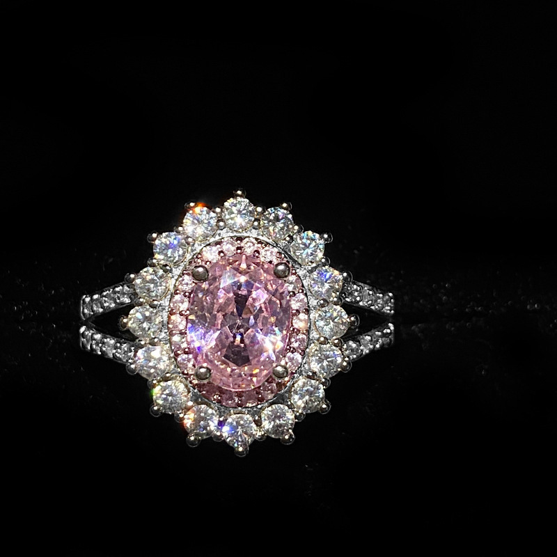 Women's Zircon Simulated Aquamarine Sunflower Ring, Luxury Full Pave Topaz Gemstone Jewelry thumbnail 3