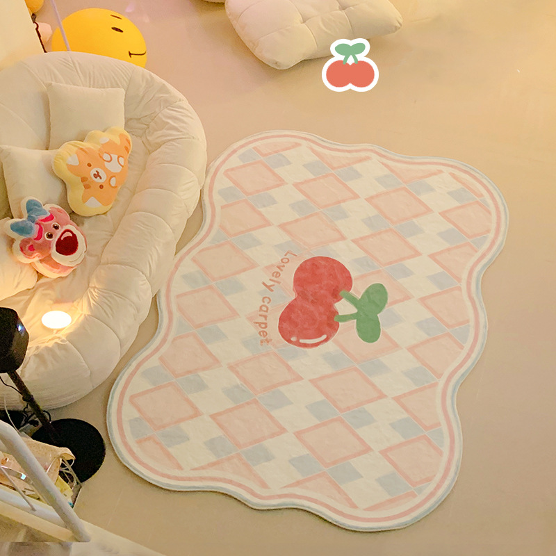 b9c9d7c7 984d 4a9d 853b 73ba893371c0 - Imitation Cashmere Carpet Cream Checkerboard Household Bedroom
