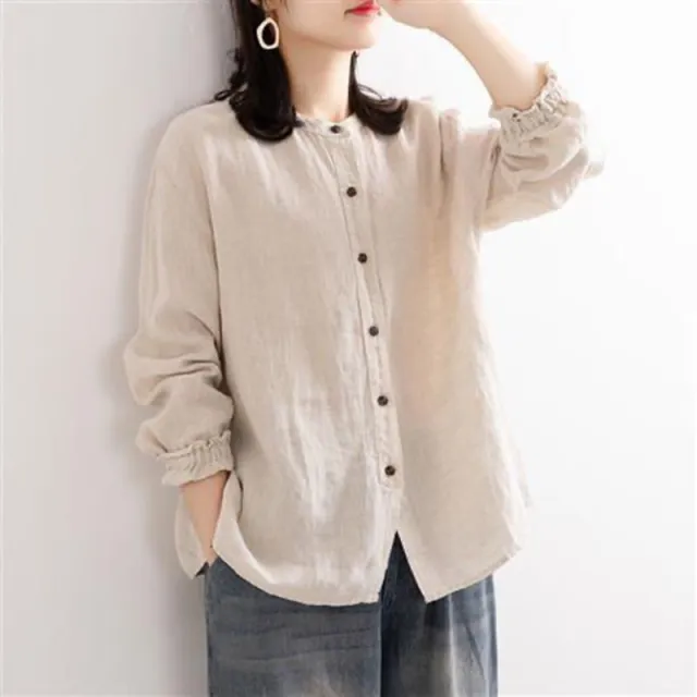 Renaissance Spring And Autumn Cotton And Hemp Shirts Off White - Shop at LoveMi