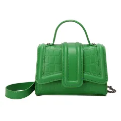Indented Stone Hourglass Chain One Shoulder Crossbody Bag - Green - View 1