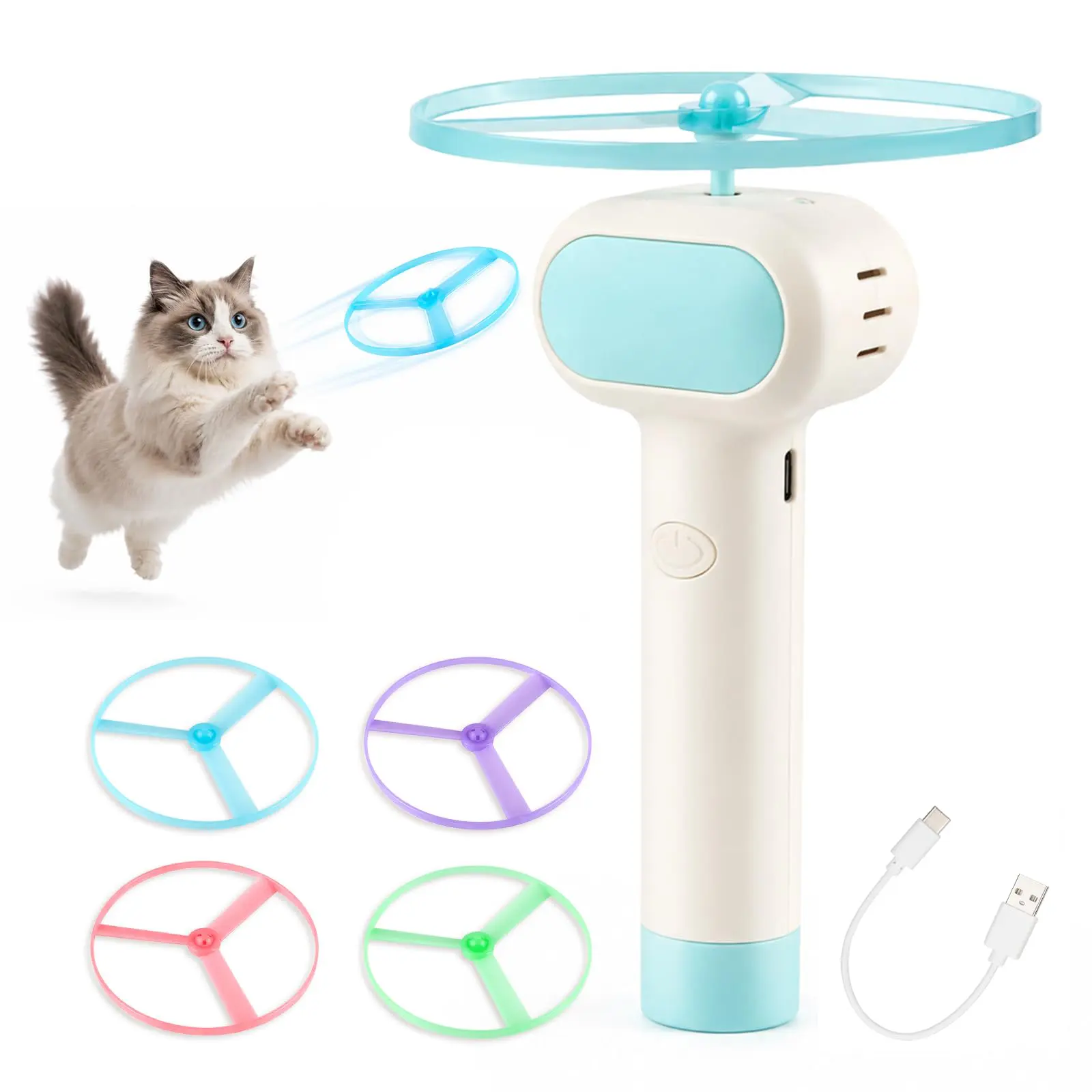Cat Fetch Toy With Flying Disc Launcher