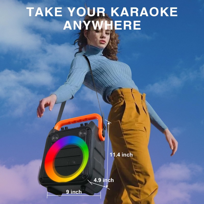 Karaoke Machine With 2 Wireless Microphones And RGB Color Lights,Karaoke... 2