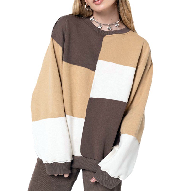 Women's Casual Stitching Long-sleeved Pullover Coat