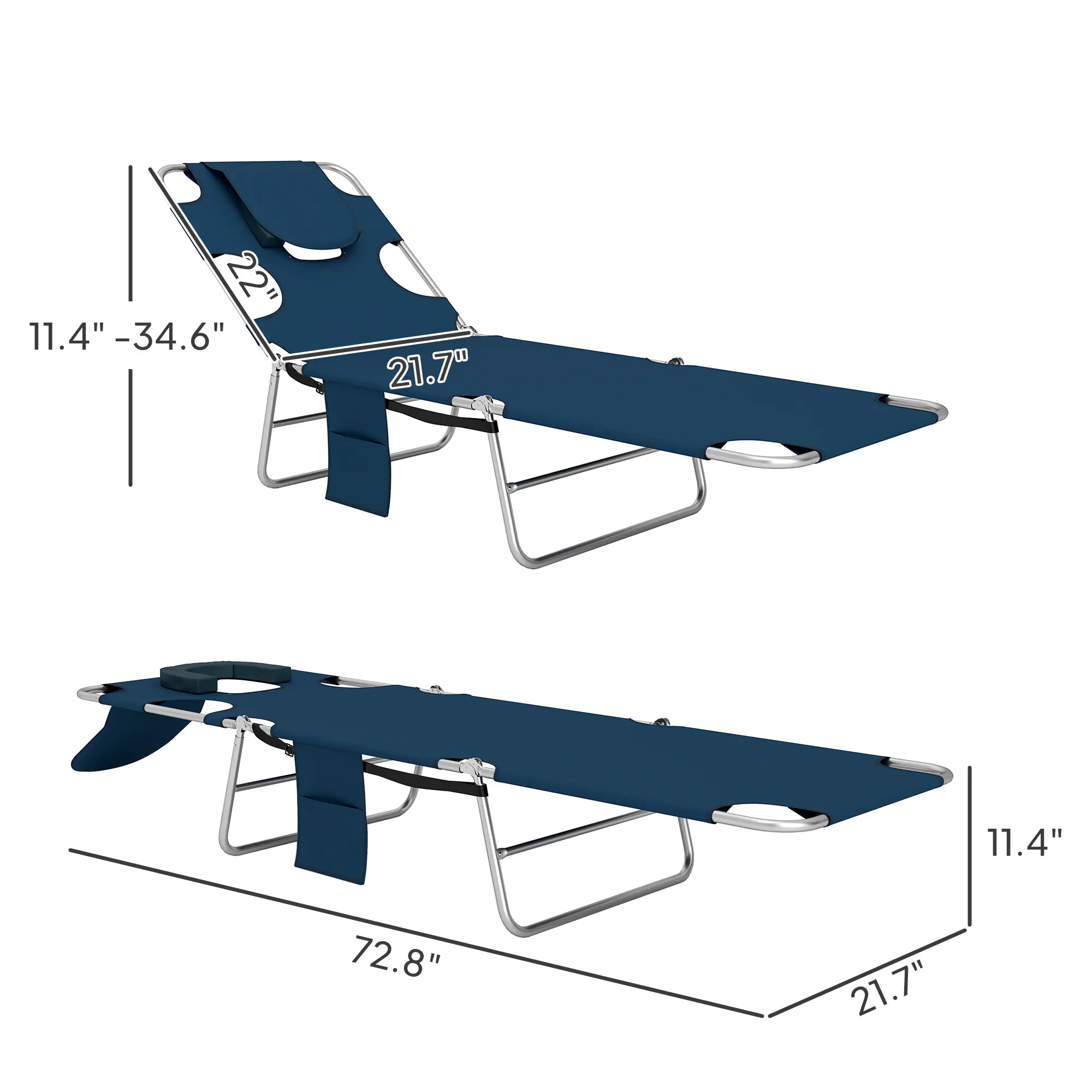Folding Outdoor Chaise Lounge Sun Tanning Chair
