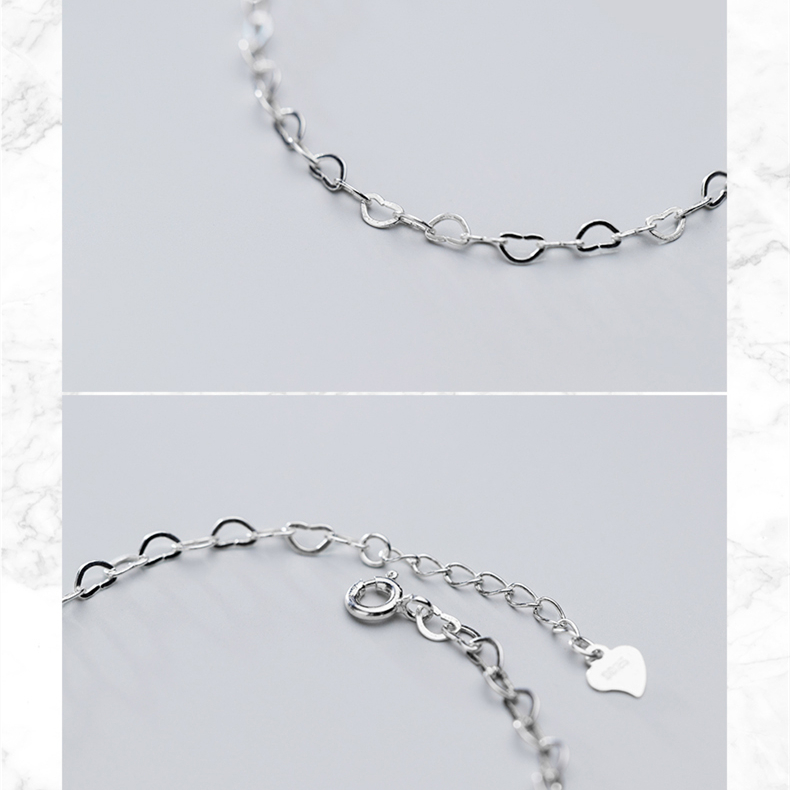 Title 2, S925 Silver Cute Hollow Heart Interlocking Brac...