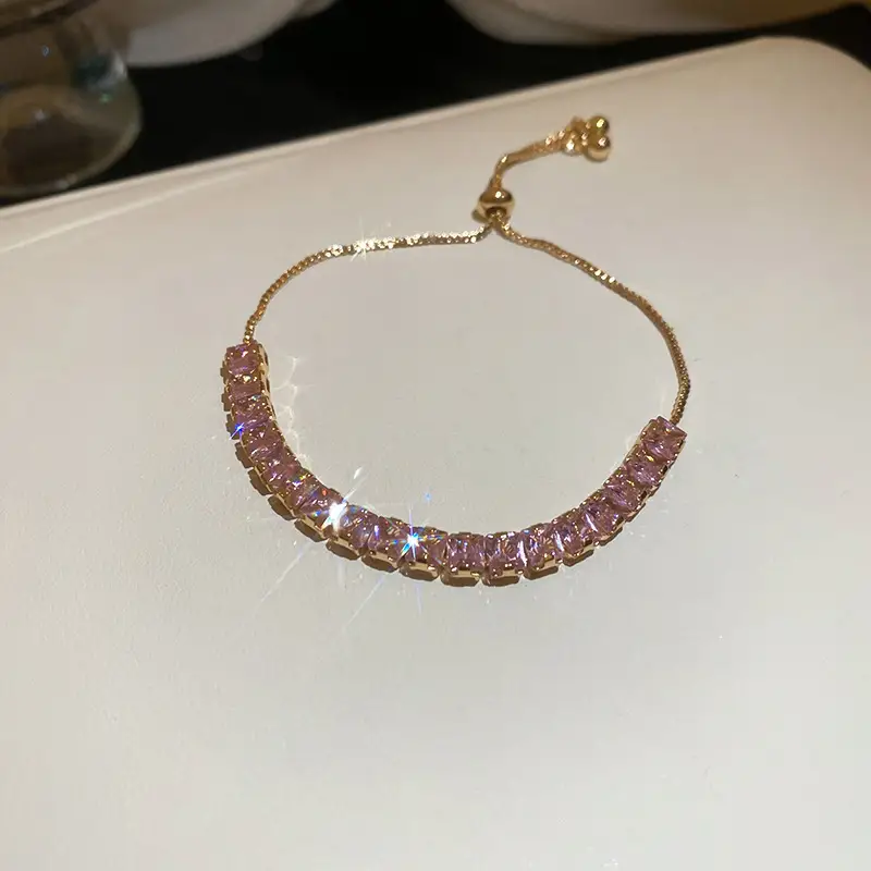 French Style Flower Buckle Zircon Bracelet Luxury Elegant Bangle Premium Floral Clasp Wrist Jewelry For Women