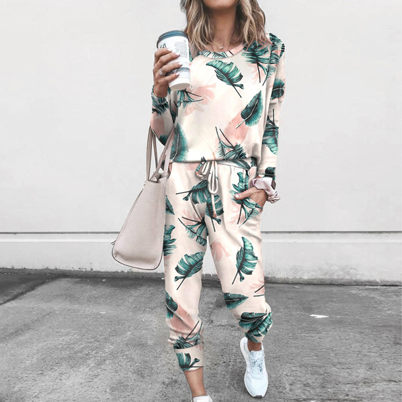 Loose Print Long-Sleeved Casual Suit