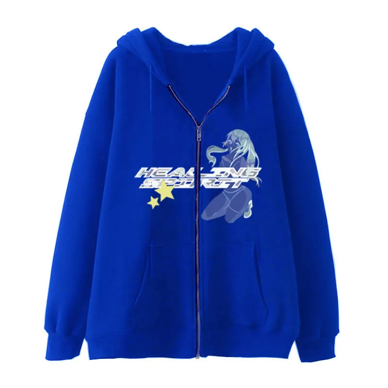 Casual Cardigan Print Zip Sweatshirt Casual Cardigan Dark Butterfly Print Zip Sweatshirt - Blue