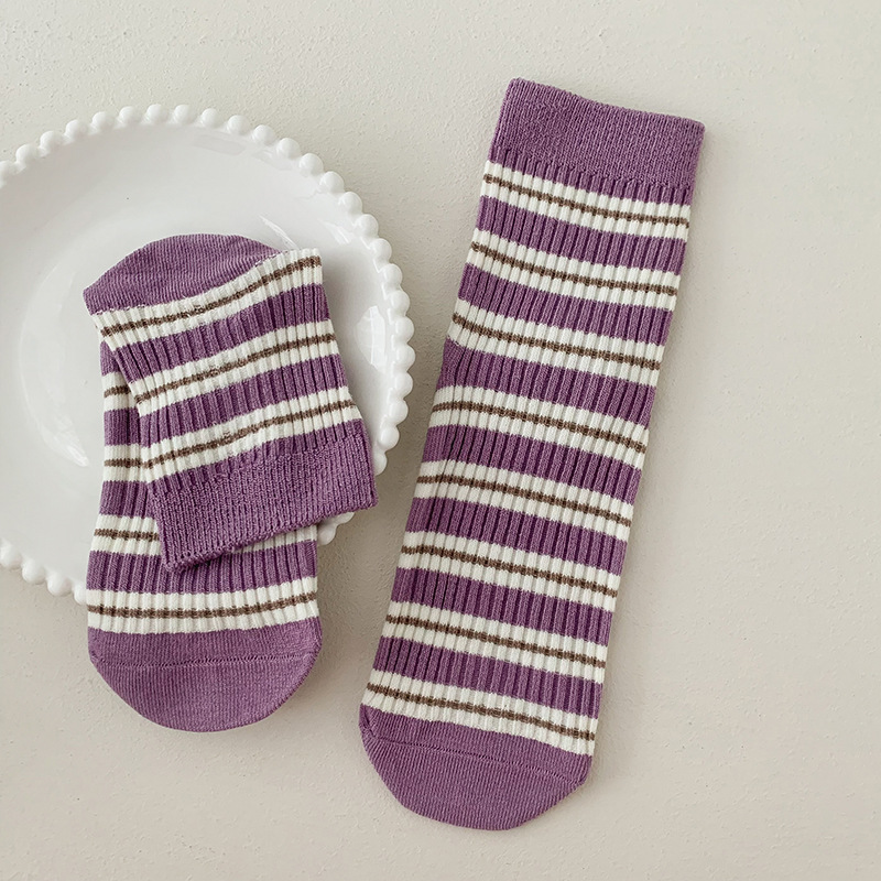 Mid-calf Socks In Colourful Japanese College Style Cotton