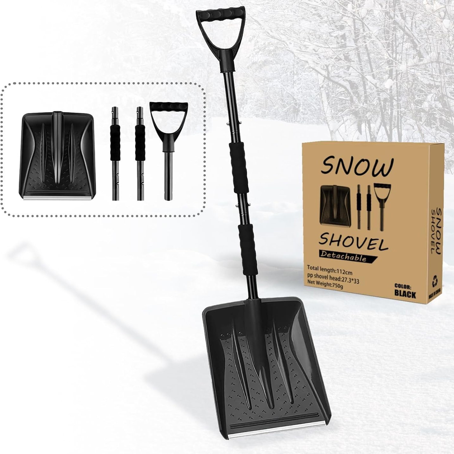 Heavy Duty Detachable Snow Shovel Snow Spade No-Slip