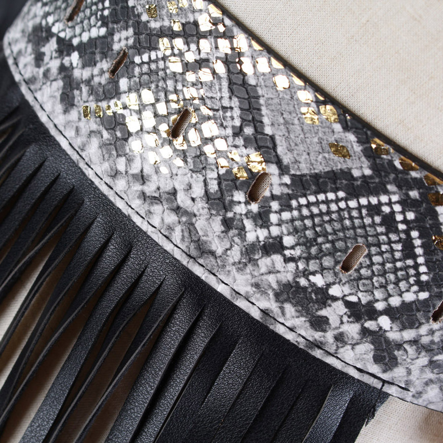 Title 2, Fringed Belt Wild Snakeskin Pattern Decorative ...