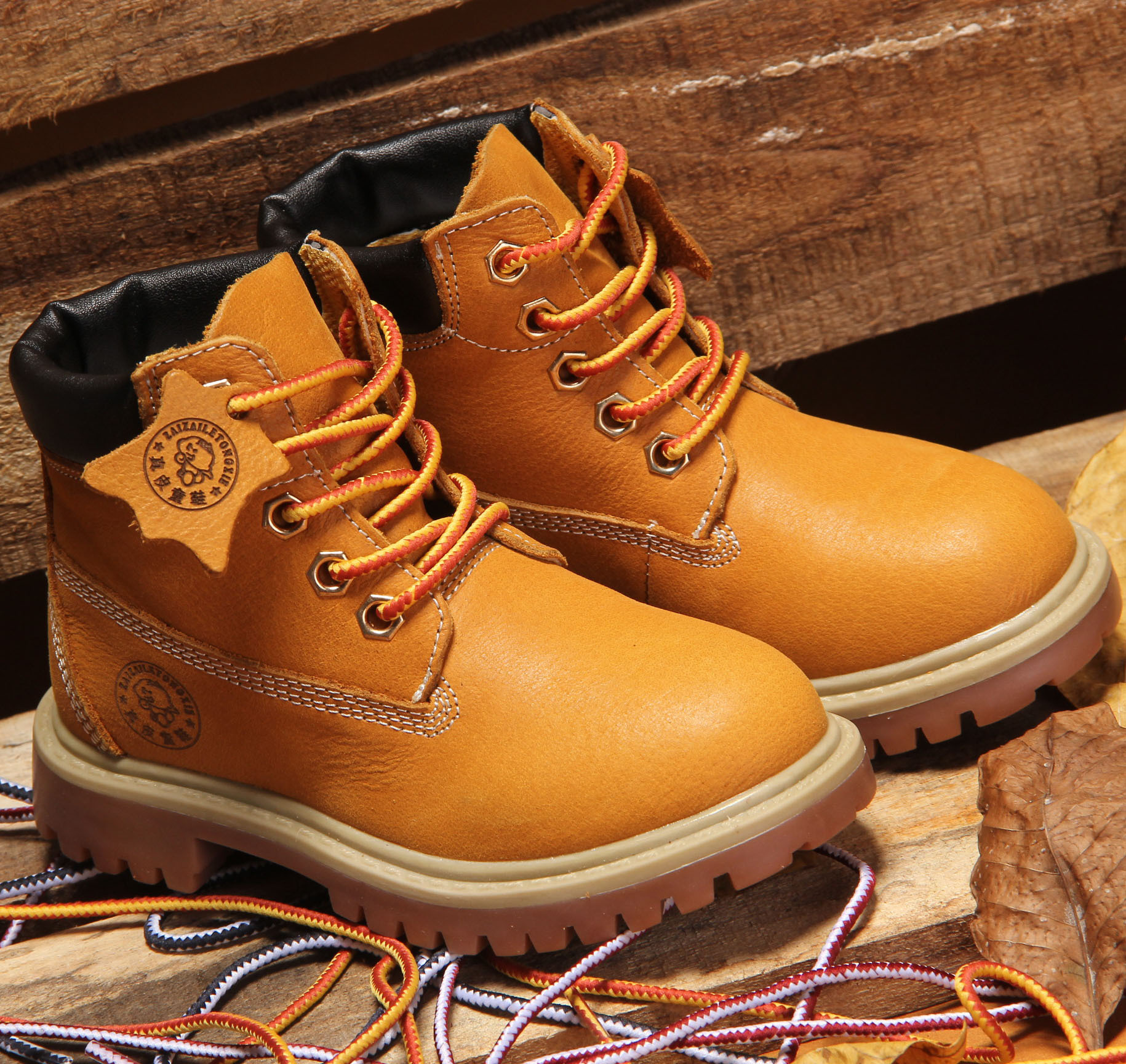 Small Yellow Leather Shoes Children's Large Size Martin Boots — foto 2