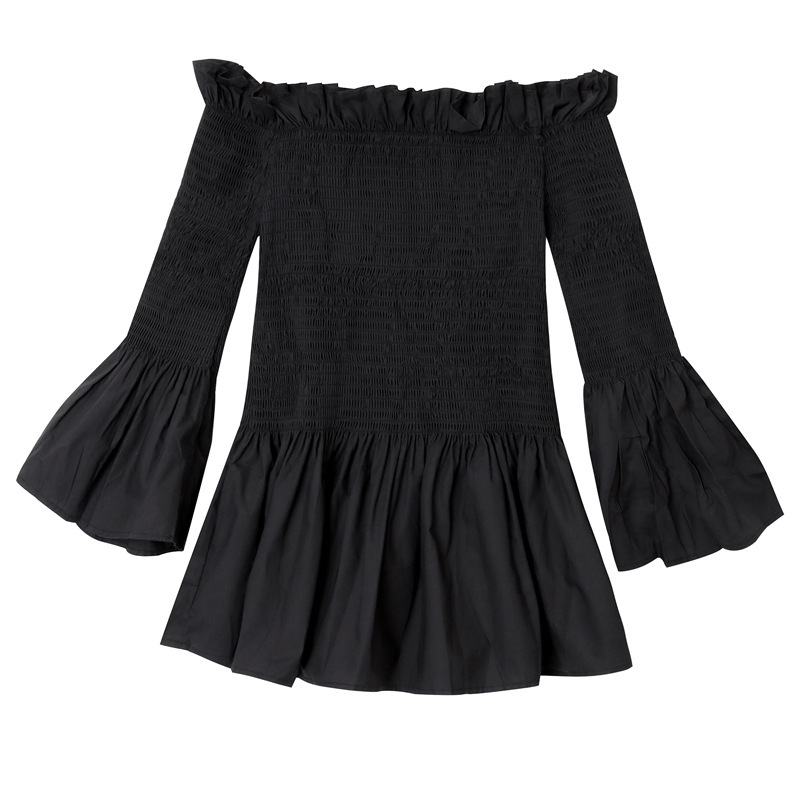 Flared Sleeves And Fungus Side Leaky Shoulder Top